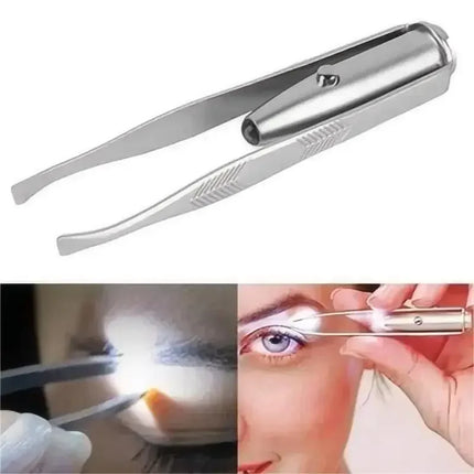 LED Light Eyebrow Tweezers – Precision Stainless Steel Hair Remover