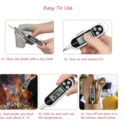 Digital Food Thermometer – Instant Read Kitchen & BBQ Thermometer with Stainless Steel