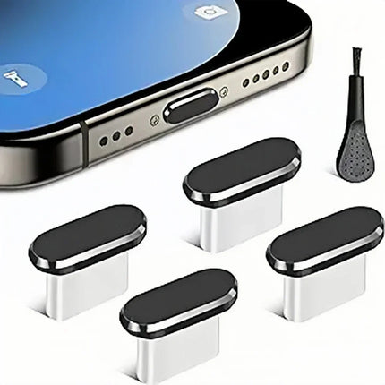 4Pcs USB C Dust Plug With Cleaning Brush Anti Dust USB-C Plug Cover Charging Port