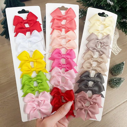Kids Bow Hair Clips – 10PCS Cute Solid Color Hairgrips for Girls