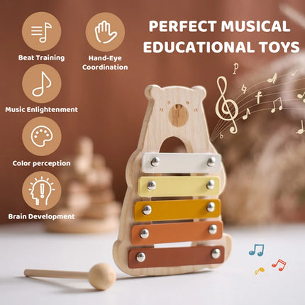 Kids Wooden Montessori Musical Instruments – Xylophone, Drum, Rattle & Bell Educational Toy for Babies & Toddlers