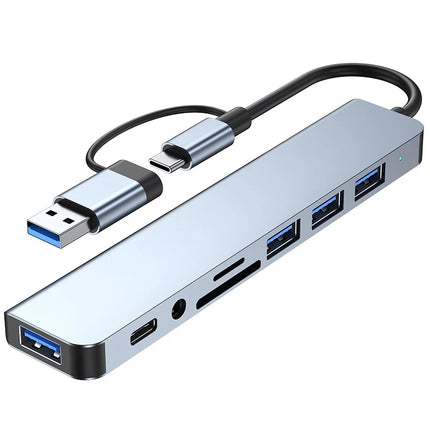 8-in-2 USB-C Hub Docking Station – USB 3.0, Audio & SD Reader