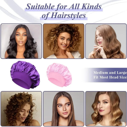 Silk Satin Hair Bonnet – Soft Sleep Cap with Wide Elastic Band