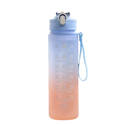 Sports Water Bottle with Time Marker – Leak-Proof Straw Hydration Bottle