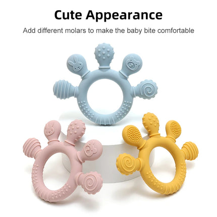 Silicone Baby Ring Teether – Multicolor Sensory Gum Relief Toy