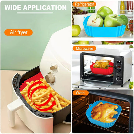 Silicone Air Fryer Pot Tray Food Safe Reusable Square