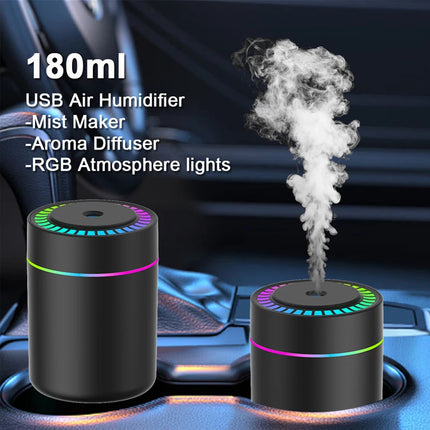 Mini Air Humidifier & Aroma Diffuser – 180ml USB with Night Light