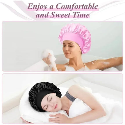 Silk Satin Hair Bonnet – Soft Sleep Cap with Wide Elastic Band