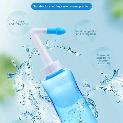Nasal Wash Bottle 300ml – Manual Saline Nasal Rinse for Adults & Children
