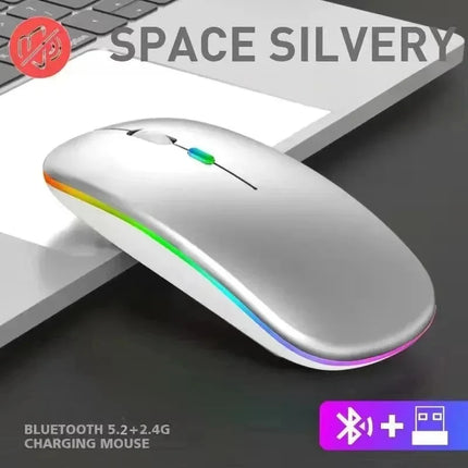 Rechargeable Wireless Silent Mouse – Dual Mode Bluetooth & 2.4GHz