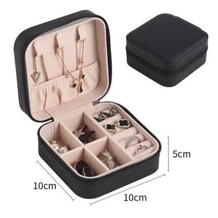 Travel Jewelry Storage Box – PU Leather Single-Layer Zipper Case
