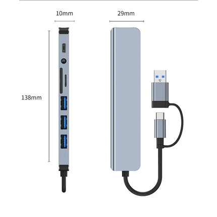 8-in-2 USB-C Hub Docking Station – USB 3.0, Audio & SD Reader