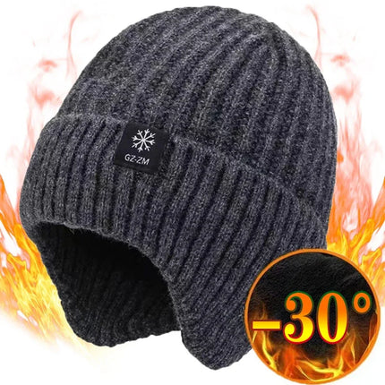 Winter Knitted Plush Hat with Ear Protection – Warm Casual Beanie