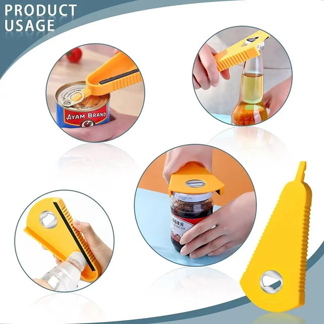 4-in-1 Multifunctional Can & Bottle Opener – Easy-Grip Jar Opener