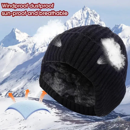 Winter Knitted Plush Hat with Ear Protection – Warm Casual Beanie