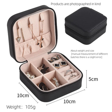 Travel Jewelry Storage Box – PU Leather Single-Layer Zipper Case