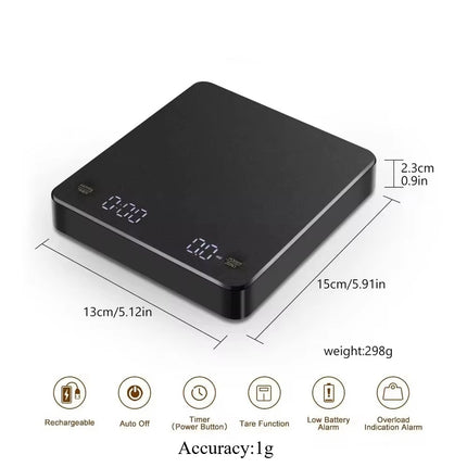 Coffee Scale Nano Coffee Scale with Timer Espresso Scale with Auto Peel Touch Sensor and Silicone Lid