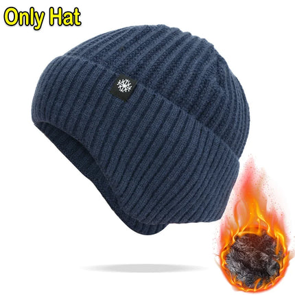 Winter Knitted Plush Hat with Ear Protection – Warm Casual Beanie