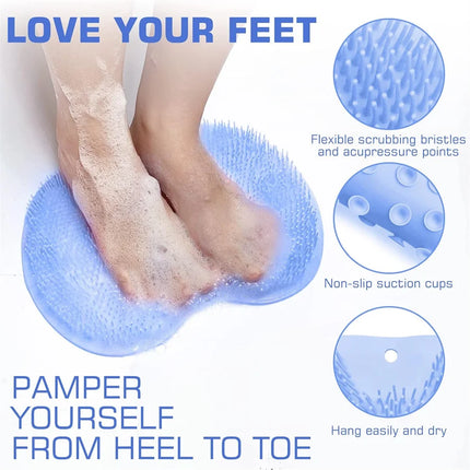Shower Foot Scrubber & Back Washer Brush – Wall Mounted Exfoliating Shower Pad