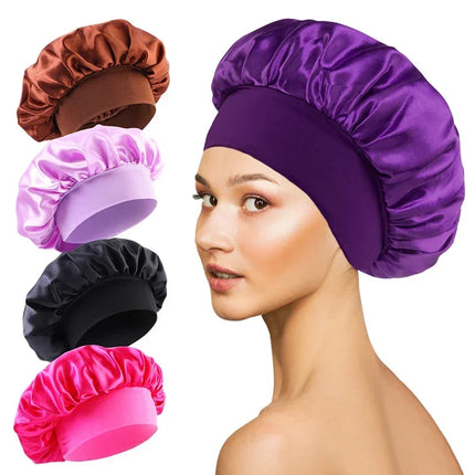 Silk Satin Hair Bonnet – Soft Sleep Cap with Wide Elastic Band