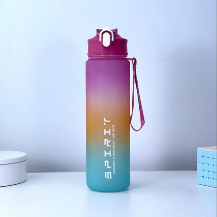 Sports Water Bottle with Time Marker – Leak-Proof Straw Hydration Bottle