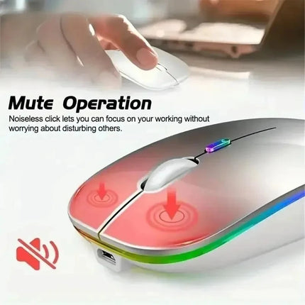 Rechargeable Wireless Silent Mouse – Dual Mode Bluetooth & 2.4GHz