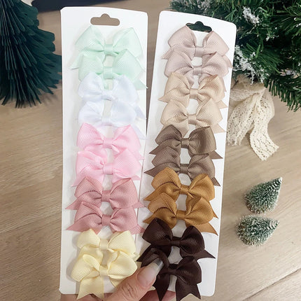 Kids Bow Hair Clips – 10PCS Cute Solid Color Hairgrips for Girls