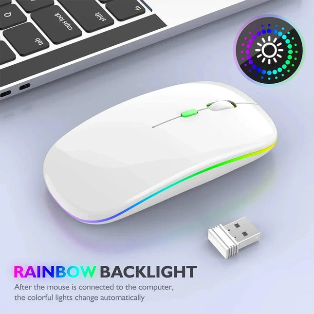 Rechargeable Wireless Silent Mouse – Dual Mode Bluetooth & 2.4GHz