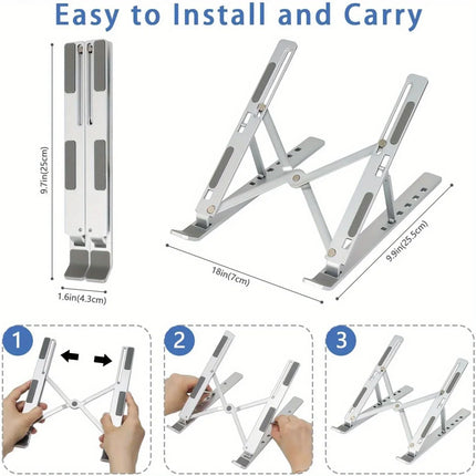 6-Level Height Adjustment • Foldable • Portable • 8–16 Inch Laptops