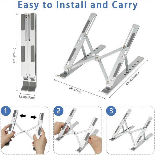 6-Level Height Adjustment • Foldable • Portable • 8–16 Inch Laptops