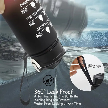 Sports Water Bottle with Time Marker – Leak-Proof Straw Hydration Bottle
