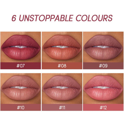 USHAS 12-Color Lipstick Set – Matte Nude & Red Lip Liner Combo