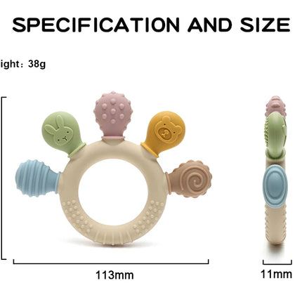 Silicone Baby Ring Teether – Multicolor Sensory Gum Relief Toy