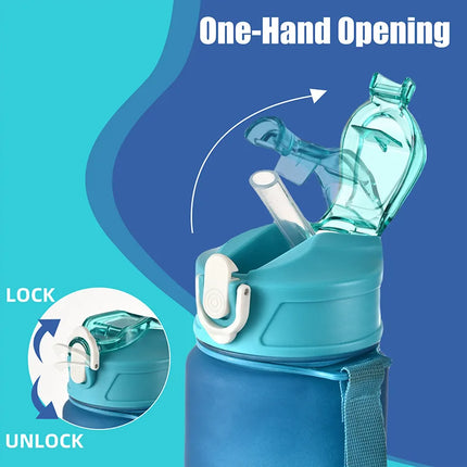 Sports Water Bottle with Time Marker – Leak-Proof Straw Hydration Bottle