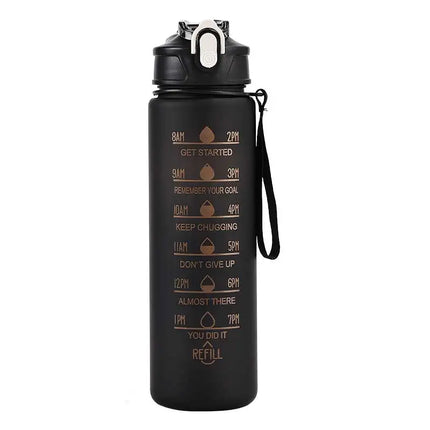 Sports Water Bottle with Time Marker – Leak-Proof Straw Hydration Bottle