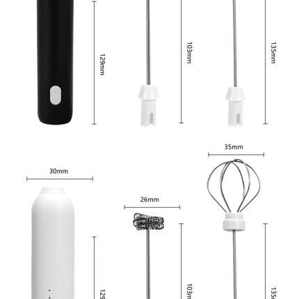 Milk Whisk • Egg Beater • USB Rechargeable • 3 Speeds