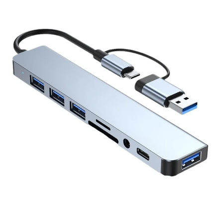 8-in-2 USB-C Hub Docking Station – USB 3.0, Audio & SD Reader
