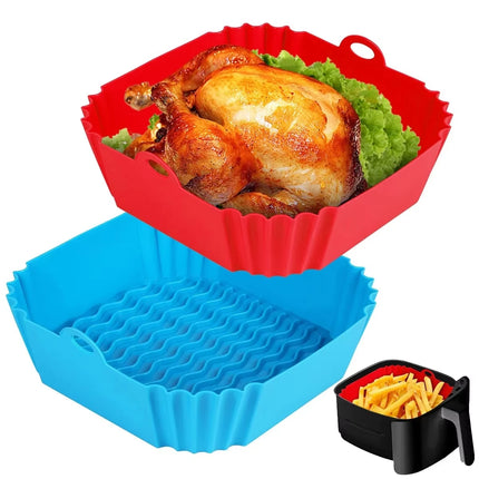Silicone Air Fryer Pot Tray Food Safe Reusable Square