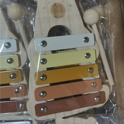 Kids Wooden Montessori Musical Instruments – Xylophone, Drum, Rattle & Bell Educational Toy for Babies & Toddlers