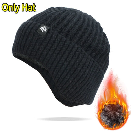 Winter Knitted Plush Hat with Ear Protection – Warm Casual Beanie