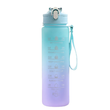 Sports Water Bottle with Time Marker – Leak-Proof Straw Hydration Bottle