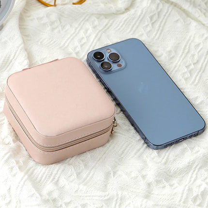Travel Jewelry Storage Box – PU Leather Single-Layer Zipper Case