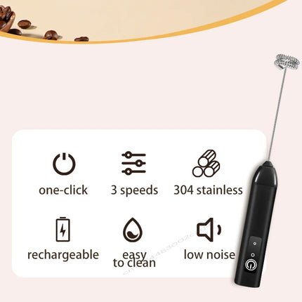 Milk Whisk • Egg Beater • USB Rechargeable • 3 Speeds