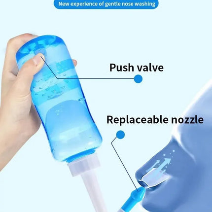 Nasal Wash Bottle 300ml – Manual Saline Nasal Rinse for Adults & Children