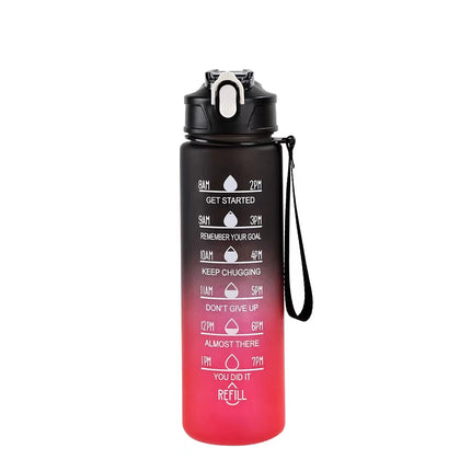 Sports Water Bottle with Time Marker – Leak-Proof Straw Hydration Bottle