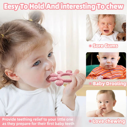 Silicone Baby Ring Teether – Multicolor Sensory Gum Relief Toy