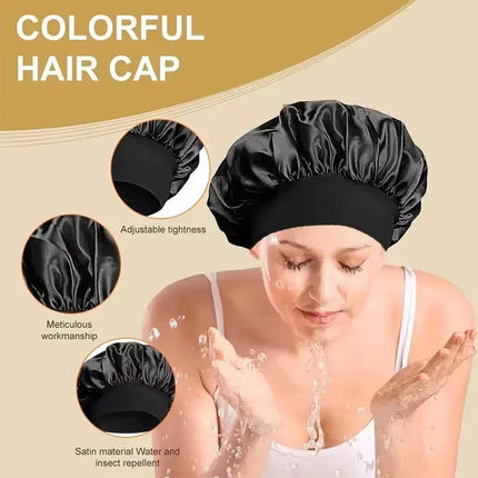 Silk Satin Hair Bonnet – Soft Sleep Cap with Wide Elastic Band