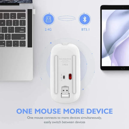 Rechargeable Wireless Silent Mouse – Dual Mode Bluetooth & 2.4GHz