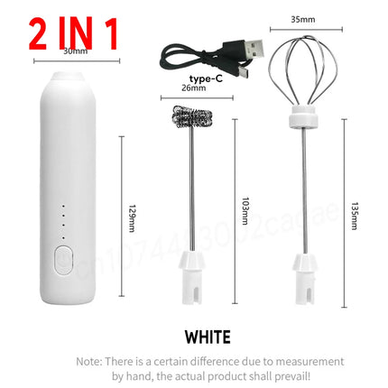 Milk Whisk • Egg Beater • USB Rechargeable • 3 Speeds
