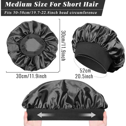 Silk Satin Hair Bonnet – Soft Sleep Cap with Wide Elastic Band